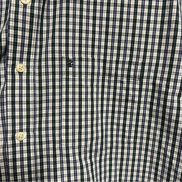 IZOD Blue & Green Plaid Long Sleeve Button Up Down Men’s XXL 100% Cotton - Picture 4 of 9